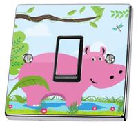 stika.co Pack of 2 Jungle Hippo Light Switch Stickers, Self-Adhesive Vinyl Light Switch Cover, Kids Bedroom Nursery Decor, Single Switch with Cut-Out, Peel and Stick