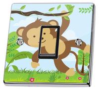 stika.co Pack of 2 Jungle Monkey Light Switch Stickers, Self-Adhesive Vinyl Light Switch Cover, Kids Bedroom Nursery Decor, Single Switch with Cut-Out, Peel and Stick