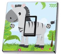 stika.co Pack of 2 Jungle Zebra Light Switch Stickers, Self-Adhesive Vinyl Light Switch Cover, Kids Bedroom Nursery Decor, Single Switch with Cut-Out, Peel and Stick