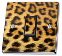 stika.co Pack of 2 Leopard Print Animal Pattern Light Switch Stickers, Self-Adhesive Vinyl Light Switch Cover, Bedroom Home Decor, Single Switch with Cut-Out, Peel and Stick
