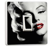 stika.co Pack of 2 Marilyn Monroe Decorative Light Switch Stickers, Self-Adhesive Vinyl Covers for UK Single Switch Plates, 82 x 82mm