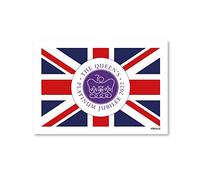stika.co Pack of 2 Medium Queen's Platinum Jubilee Union Jack Flag Sticker, Queen Elizabeth II Celebration, British Flag Static Cling Vinyl (M - 104 x 71 mm)