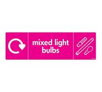 stika.co Pack of 2 Mixed Light Bulbs WRAP Recycling Sign - 200x60mm Self-Adhesive Vinyl Sticker - Recycle Now Label - BS EN ISO 7010 Compliant for Waste Separation
