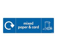stika.co Pack of 2 Mixed Paper & Card Recycling Bin Sticker - WRAP Compliant Self-Adhesive Vinyl Sign (200x60mm) - BS EN ISO 7010 Standard - Recycle Now Label