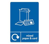stika.co Pack of 2 Mixed Paper & Card Recycling Bin Sticker - WRAP Compliant Self-Adhesive Vinyl Sign - A6-148 x 105mm - BS EN ISO 7010 Standard - Recycle Now Label