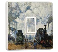 stika.co Pack of 2 Normandy Train, Claude Monet Art Design - Single Light Switch Cover Sticker - Self-Adhesive Vinyl Room Decor - Home Decor Improvements
