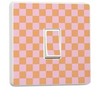 stika.co Pack of 2 Orange and Pink Checker Print Vinyl Light Switch Stickers - Decorative Skins for Single Switch | Modern Home Decor