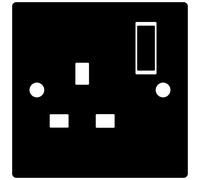 stika.co Pack of 2 Plain Gloss Black Plug Socket Stickers, Self-Adhesive Vinyl Plug Socket Cover, Modern Home Decor, Single Plug Socket with Cut-Out, Peel and Stick