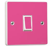 stika.co Pack of 2 Plain Glossy Pink Light Switch Stickers, Self-Adhesive Vinyl Light Switch Cover, Bedroom Home Decor, Single Switch with Cut-Out, Peel and Stick