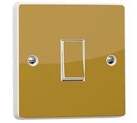 stika.co Pack of 2 Plain Metallic Gold Gloss Light Switch Stickers, Self-Adhesive Vinyl Light Switch Cover, Luxury Home Decor, Single Switch with Cut-Out, Peel and Stick