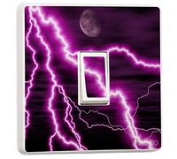 stika.co Pack of 2 Purple Lightning Design, Vinyl Switch Sticker, Pretty Light Switch Decoration Stickers - Single Light Switch Sticker