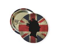 stika.co Pack of 2 Queen's Platinum Jubilee celebration Badge, Queen Elizabeth II silhouette Pin Button Badge, Union Jack 38 mm Chest Pin (2)