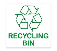 stika.co Pack of 2 Recycling Bin Stickers - 87 x 87mm Self Adhesive Vinyl Labels - Waterproof Waste Separation Signs with Clear Recycling Symbols Indoor Outdoor