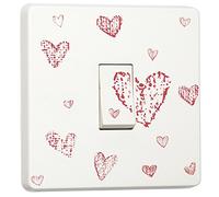 stika.co Pack of 2 Red Love Hearts Design, Switch Decor, Single Light Switch Sticker, Children Home Decoration Improvements