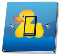 stika.co Pack of 2 Rubber Duck Light Switch Stickers, Self-Adhesive Vinyl Light Switch Cover, Kids Bathroom Nursery Decor, Single Switch with Cut-Out, Peel and Stick