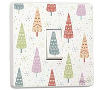 stika.co Pack of 2 Scandi Trees, Christmas Print - Single Light Switch Cover Sticker - Self-Adhesive Vinyl Room Decor - Home Decor Improvements