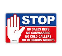 stika.co Pack of 2 Stop Cold Calling Door Sticker - No Cold Callers, No Salesmen, No Religious Groups - Weatherproof Self-Adhesive Vinyl Sign for Doors