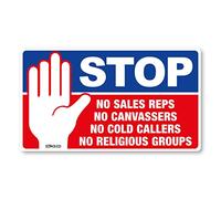 stika.co Pack of 2 Stop Cold Calling Door Sticker - No Cold Callers, No Salesmen, No Traders, No Religious Groups - Weatherproof White Static Cling Vinyl Sign for Windows