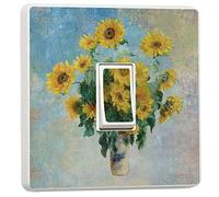 stika.co Pack of 2 Sunflower, Claude Monet Art Design - Single Light Switch Cover Sticker - Self-Adhesive Vinyl Room Decor - Home Decor Improvements
