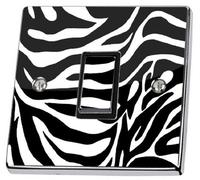 stika.co Pack of 2 Zebra Print Animal Pattern Light Switch Stickers, Self-Adhesive Vinyl Light Switch Cover, Bedroom Home Decor, Single Switch with Cut-Out, Peel and Stick
