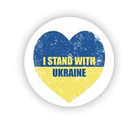 stika.co Pack of 24, 72, 240 I Stand with Ukraine Heart Paper Labels, Adhesive Stickers Colourful Stickers, United Against war (24)
