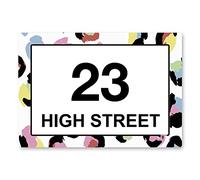 stika.co Pack of 4 Personalised Rainbow Leopard Wheelie bin stickers, House Number and Street Name for Bins and Recycle waste containers, White Self-adhesive Vinyl Stickers (A5-210x148mm, White Vinyl)