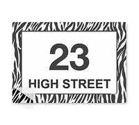 "stika.co Pack of 4 Personalised Zebra Wheelie bin stickers, House Number and Street Name for Bins and Recycle waste containers, White Self-adhesive Vinyl Stickers (A6-148mm x 105mm, Laminated Vinyl)"