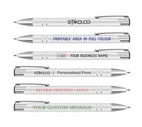 stika.co Pack of 40 Custom Printed Personalised Metal Pens - Personalised Pens Bulk for Promotional Events, School Giveaways with Your Logo and/or Text - Full Colour Personalised Pens for Business