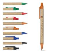 stika.co Pack of 80 Orange Eco-Friendly Recycled Pens - Colour Customisable Promotional Pens with Optional Velvet Pouches - Personalised pens for Schools, Businesses, and Promotional Events