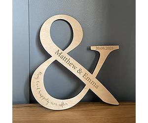 stika.co Personalised and They Lived Happily Ever After Engraved Wooden Plaque - Custom Wedding & Anniversary Keepsake, Rustic Home Décor, Gifts