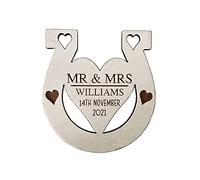 stika.co Personalised Lucky Horse Shoe, Engraved Wedding Gift for Bride and Groom, Custom Decor, Keepsake