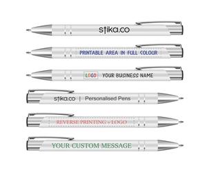 stika.co Personalised Metal Pens - Pack of 120 - Full-Colour Logo/Text - Best Value for Conferences, Campaigns, Trade Stands & Wedding Favours