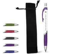 stika.co Personalised Purple Plastic Pen - with Black Velvet Pouch - Customisable, Sustainable, Stylish Writing Instruments - Perfect as a Graduation Gift, Christmas or Secret Santa, Promotional Gifts