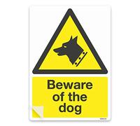 stika.co Premium Laminated Beware of the Dog Sign - A5 Self-Adhesive Vinyl Warning Safety Sticker for Doors, Windows & Gates 148 x 210mm