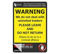 stika.co Premium Trading Standards Cold Calling Warning Sticker - 135x91mm Laminated Self-Adhesive Sign for Doors & Windows - Deter Uninvited Traders, Easy to Apply and Weather-Resistant