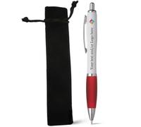 stika.co Red Promotional Pens - Personalised Rubber Ballpoint Pens for School, Work, and Events - UV printed vibrant colors, with large branding space (1 Pen)