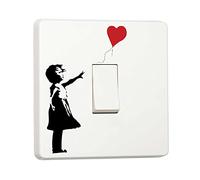 stika.co Set of 2 Banksy Girl with Balloon Light Switch Stickers - London Graffiti Vinyl Covers for Bedroom, Wall Art, Home Decor