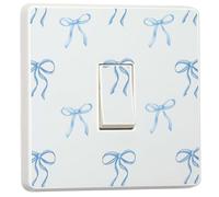 stika.co Set of 2 Blue Bow Light Switch Sticker - Decorative Single Switch Cover, Self-Adhesive Vinyl, Optional Laminated Finish, Fun Home Décor for Bedroom, Hallway, or Kids Room (Vinyl)