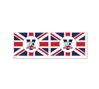 stika.co Set of 2 Celebrate VE Day 80 with Union Jack Flag Commemorative Stickers - Self-Adhesive & Static Cling Vinyl Options (Vinyl, M - 104 x 71 mm)