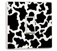 stika.co Set of 2 Cow Print Light Switch Sticker | Self-Adhesive Vinyl Switch Cover | Decorative Animal Print Switch Plate Decal for Nursery, Kids' Room & Bedroom | UK Standard Size (84x84mm)