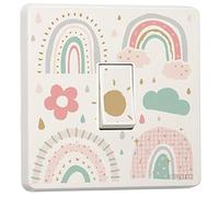 stika.co Set of 2 Doodle Rainbow Sticker - Kids Fun Print Single Light Switch Sticker - Vinyl Cover Skin - Kids Home Decorative Accessories