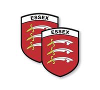 stika.co Set of 2 Essex Flag Stickers - Static Cling Vinyl Decals for Windows & Glass - 87 x 66mm - Easy Application, Inside & Outside Use