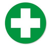 stika.co Set of 2 First Aid Box Stickers - 90mm Self Adhesive Vinyl Safety Signs for Windows Doors & First Aid Cabinets