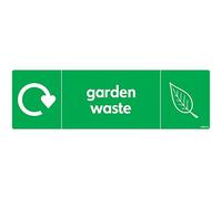 stika.co Set of 2 Garden Waste Recycling Sticker - WRAP Recycle Now Sign - 200x60mm Self-Adhesive Vinyl - BS EN ISO 7010 Compliant - Eco Bin Label for Outdoor Use