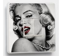 stika.co Set of 2 Marilyn Monroe Light Switch Stickers for Double Switch Plates, Black and White Self-Adhesive Vinyl Covers with Screw Holes