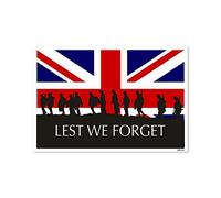 stika.co Set of 2 Medium - Lest We Forget Union Jack Static Cling Sticker - Window Sticker - Remembrance Sunday, Armistice Day, War Heroes Tribute (M - 104 x 71 mm, Vinyl Decal)