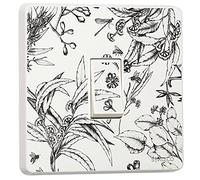 stika.co Set of 2 Monochrome Floral Single Light Switch Sticker - Self-Adhesive Vinyl Decal for Kids Room, Nursery, Bedroom, and Home Decor