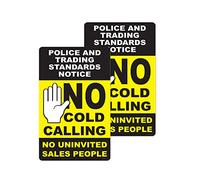 stika.co Set of 2 No Cold Calling Static Cling Window Stickers - Weatherproof Vinyl Notice Signs 120 x 75mm for Glass & Perspex Surfaces