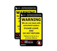 stika.co Set of 2 No Cold Calling Warning Stickers - Trading Standards Approved Self-Adhesive Notice for Doors and Windows - Uninvited Traders Warning Sign for Home, Office, or Business Premises
