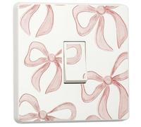 stika.co Set of 2 Pink Bow Light Switch Sticker Cover Designs - Single Switch - Cute Removable Vinyl Decal for Girls Bedrooms, Nurseries & Playrooms